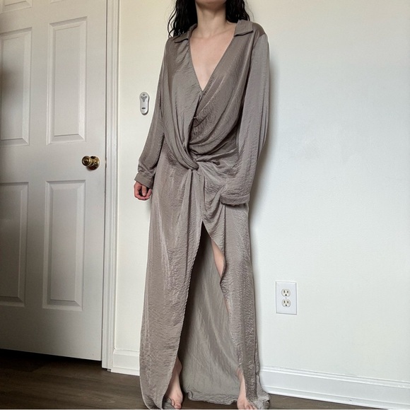 NUDE Dresses & Skirts - Nude Brand Silky Maxi Long Sleeve Dress Size L